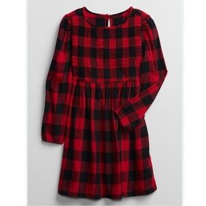GAP Red and Black Plaid Smocked Dress